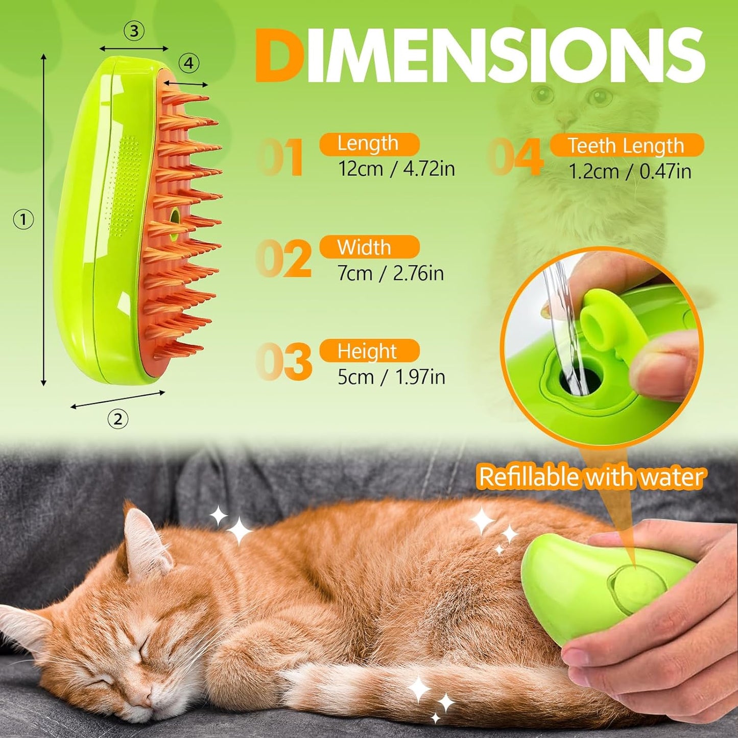 Escova Pet a Vapor / Steam Brush 3 em 1 p/ Animais de estimação