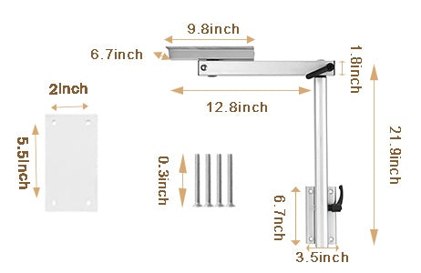 Perna removível de Mesa Flexível/Retrátil em alumínio, suporte de Mesa Giratória de 360° pernas ajustáveis, portátil para móveis de bricolage para Autocaravana Caravana Sofá (Table Leg Only)