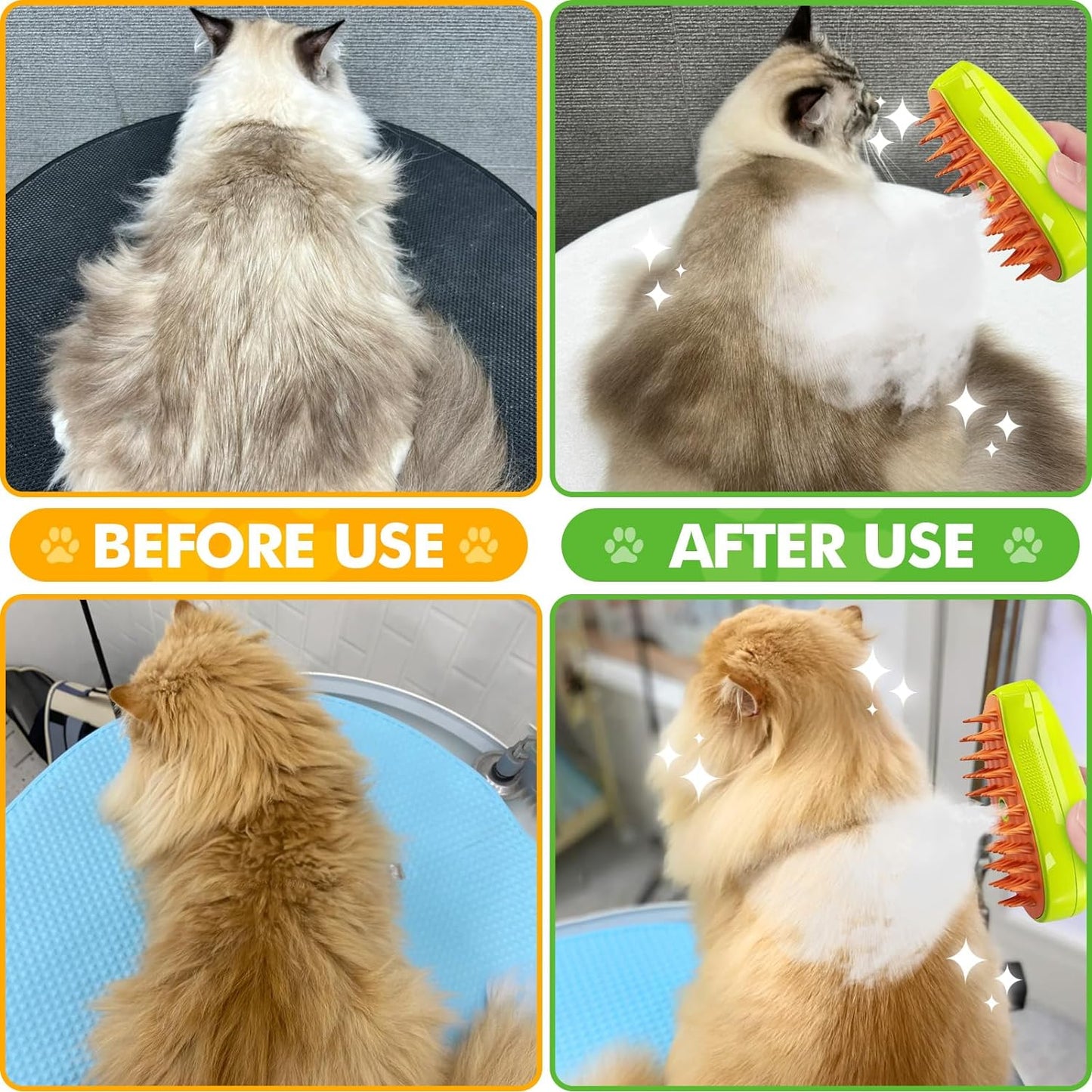 Escova Pet a Vapor / Steam Brush 3 em 1 p/ Animais de estimação